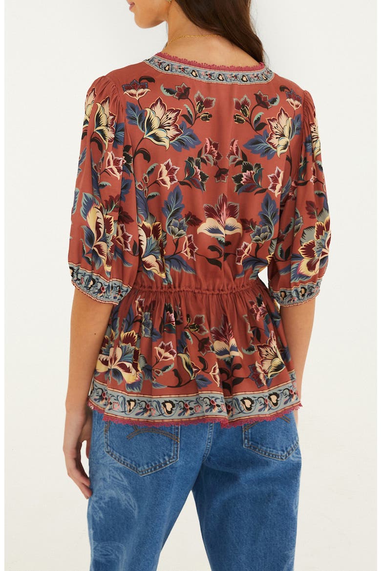 Floral Tapestry Lace Trim Button-Up Shirt, Alternate, color, FLORAL BEAUTY TAPEST
