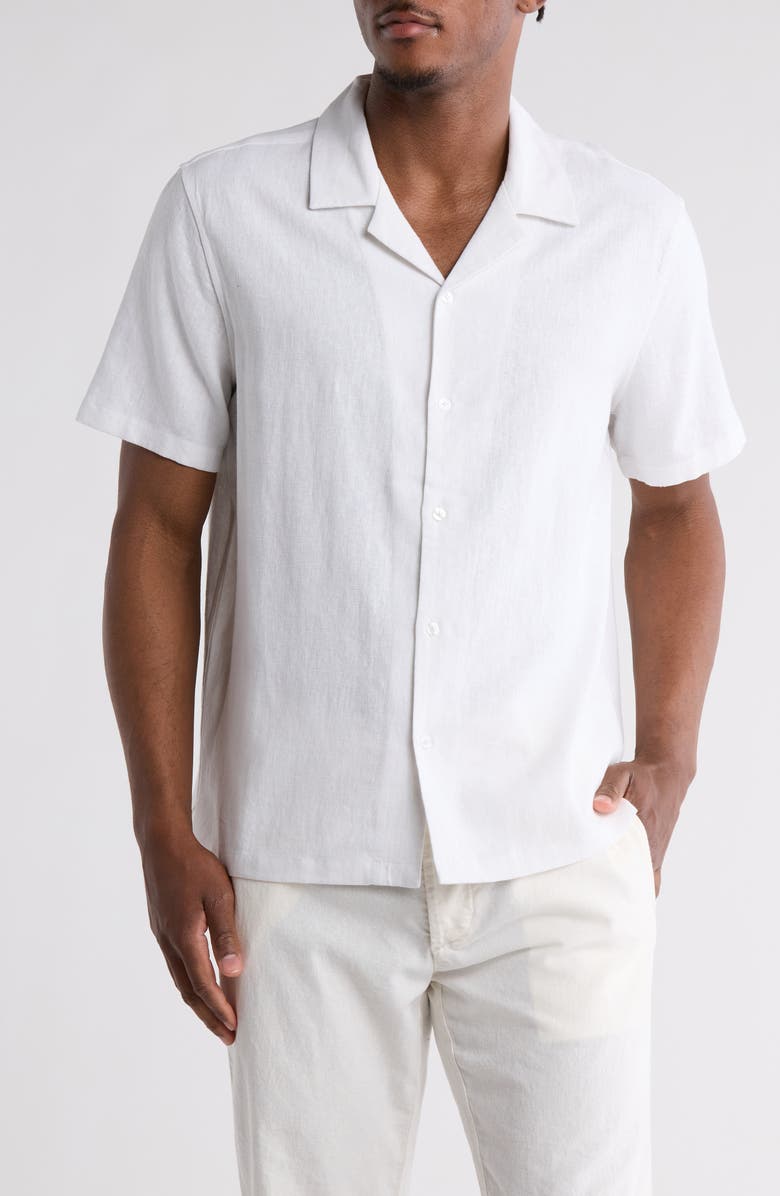 TRUTH Linen Blend Camp Shirt, Main, color, White