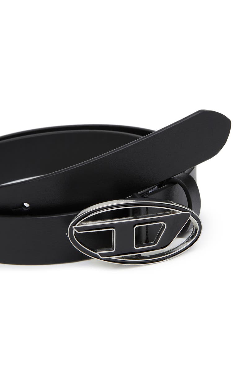 DIESEL<sup>®</sup> Oval D Buckle Leather Belt, Alternate, color, Black
