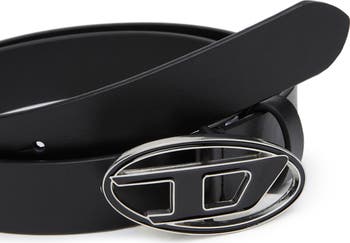 Oval D Buckle Leather Belt