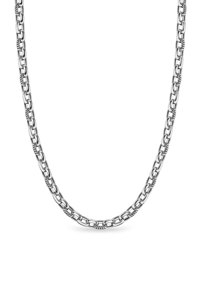 Chevron Oval Link Necklace, Alternate, color, SILVER