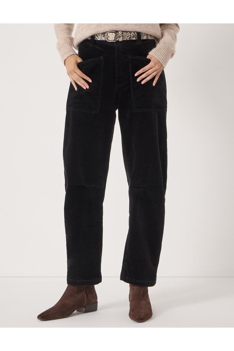 Cordi Barrel Leg Cord Pants, Main, color, Black