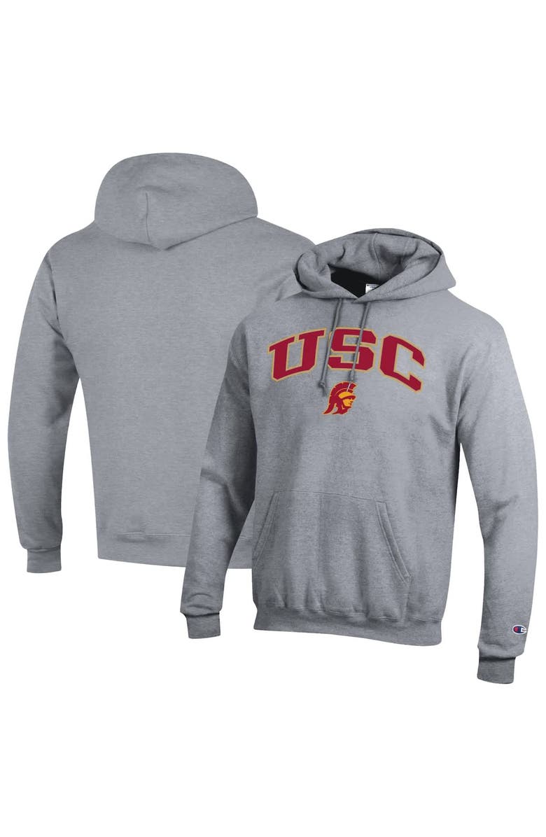 Champion Men's Champion  Heather Gray USC Trojans Arch Over Logo Pullover Hoodie, Alternate, color, Heather Gray