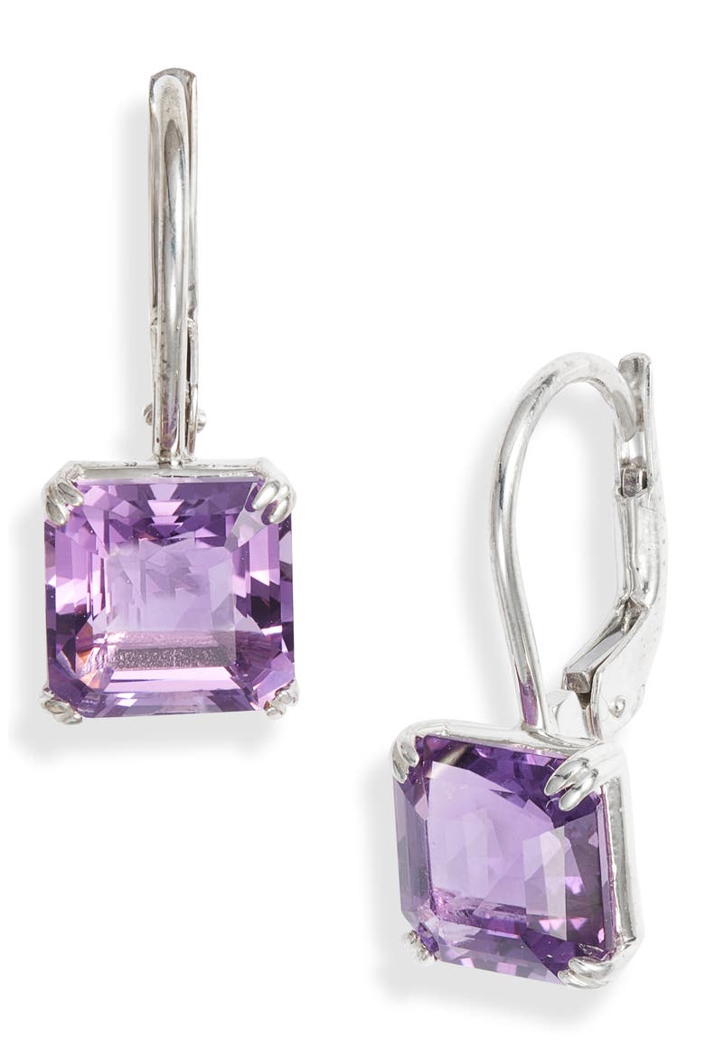 Harper Asscher Cut Drop Earrings, Main, color, PURPLE