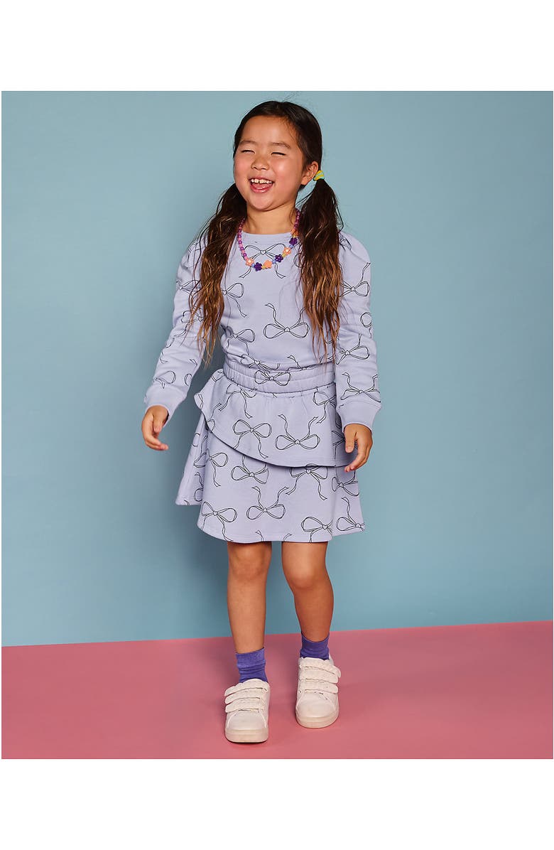 Lands' End Girls Puff Shoulder Crew Neck Sweatshirt, Main, color, Washed Purple Bows