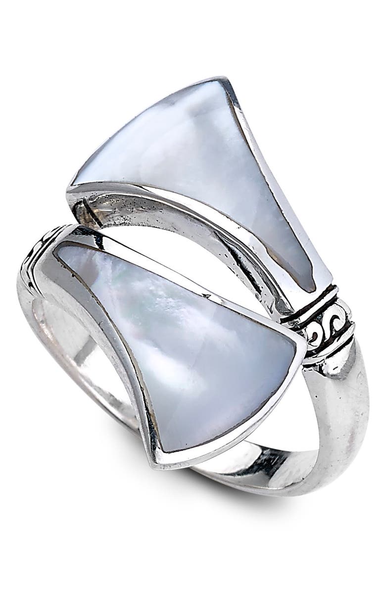 SAMUEL B. Sterling Silver Bypass Mother of Pearl Ring, Main, color, 