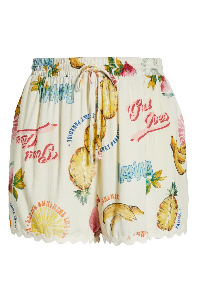 SUGARLIPS Zio Paradise Print Drawstring Shorts, Alternate, color, Ivory/ Multi