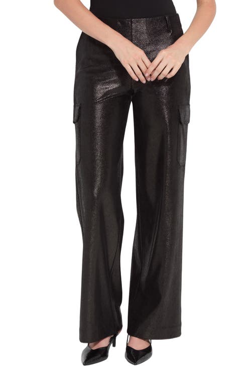 Amelia High Waist Wide Leg Faux Leather Cargo Pants