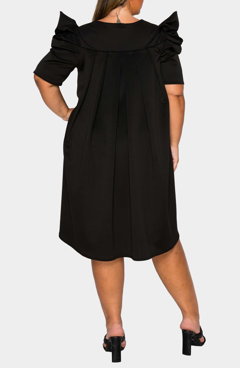 L I V D Zaya Puff Sleeve Pleated Shift Dress, Alternate, color, Black