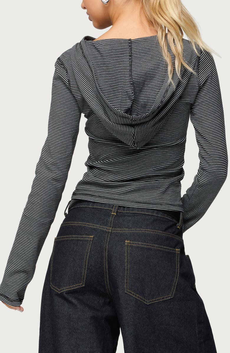 EDIKTED Damson Stripe Hooded Henley, Alternate, color,