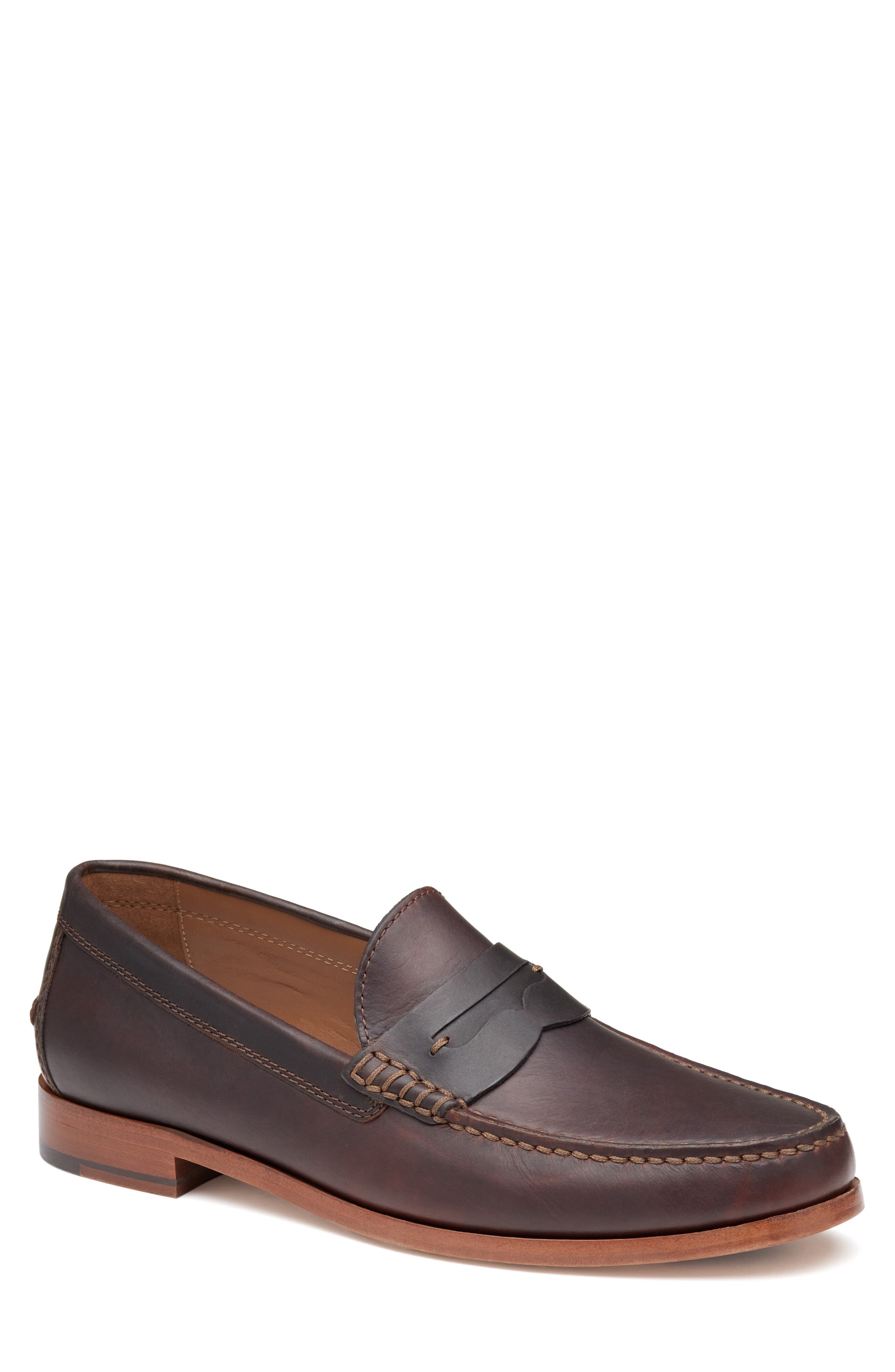 Johnston & Murphy Baldwin Penny Loafer, Main, color, Dark Brown English Full Grain