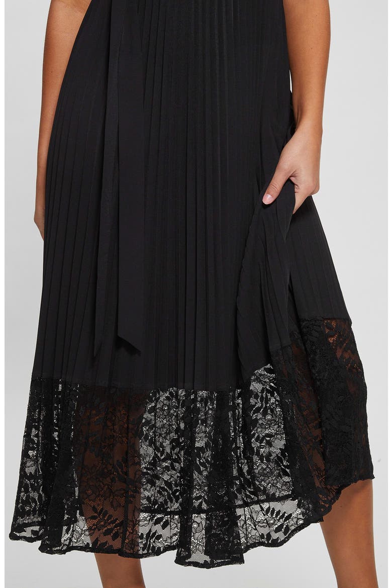 Tiana Off the Shoulder Lace Trim Dress, Alternate, color, JET BLACK
