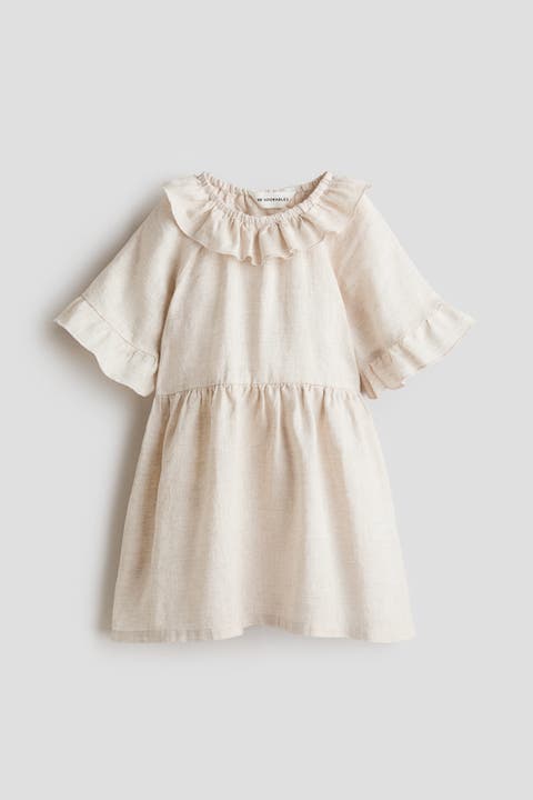 Frill-collared Linen Dress