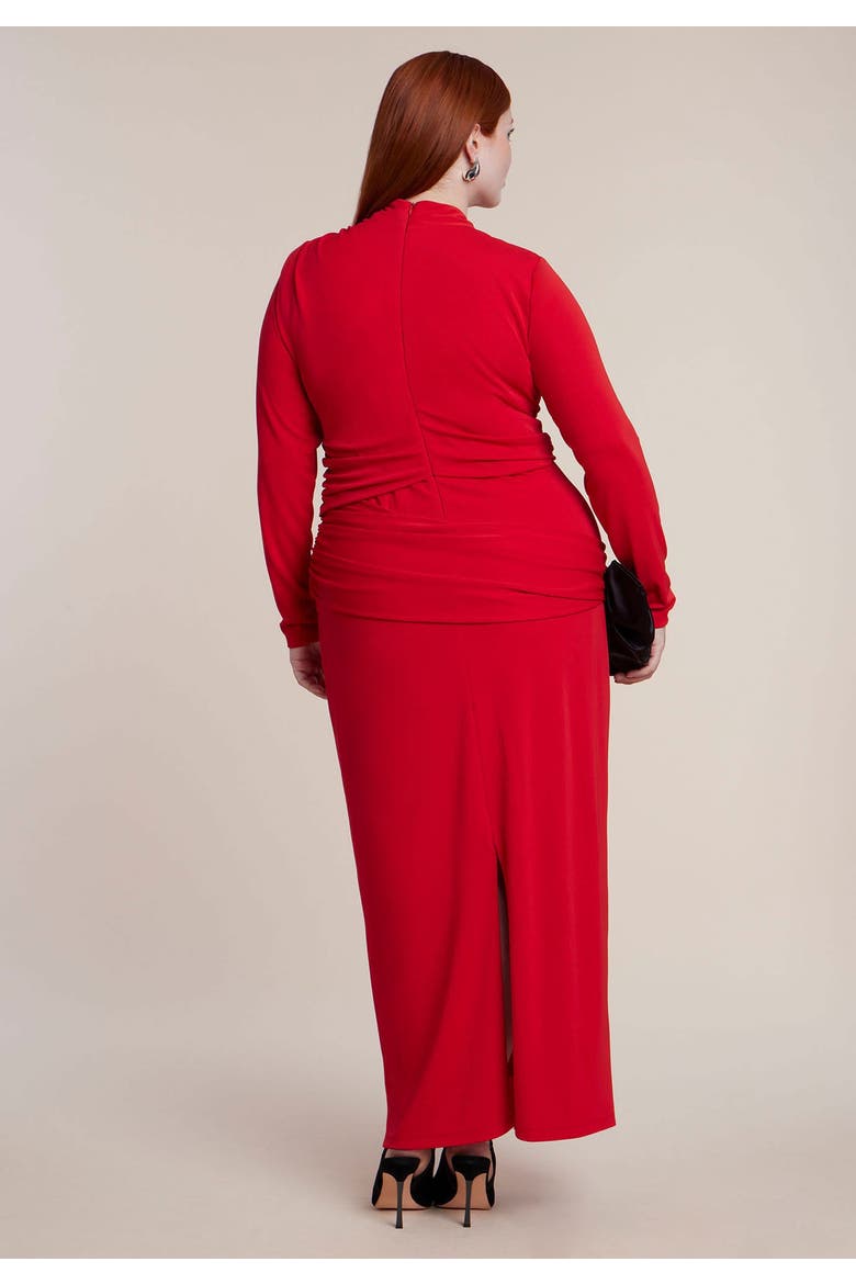 Hardware Detail Draped Jersey Maxi Dress, Alternate, color, TANGO RED