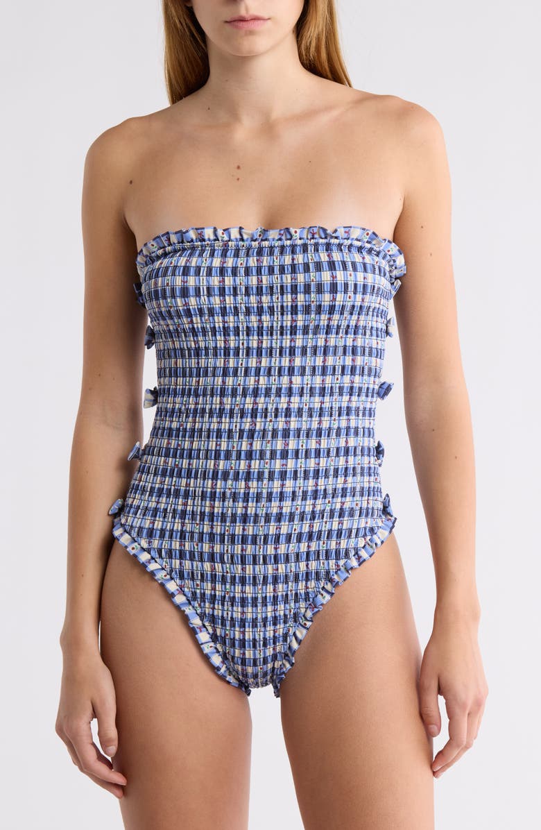 Damson Madder Betty Smocked One-Piece Swimsuit, Main, color, 