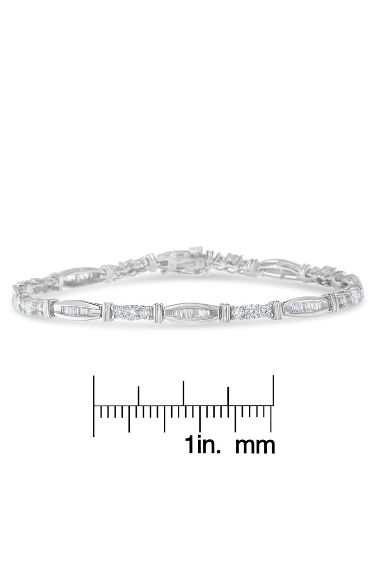 10K White Gold Geometric Pattern Diamond Tennis Bracelet, Alternate, color, White