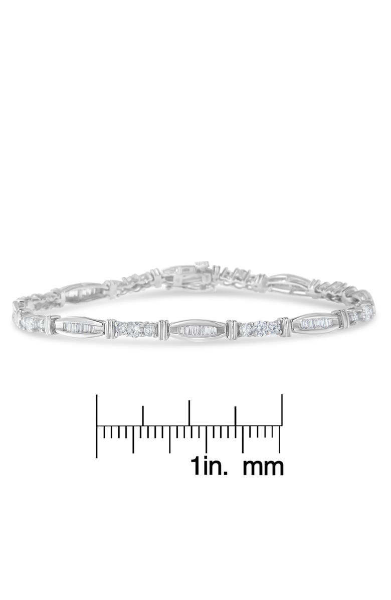 Haus of Brilliance 10K White Gold Geometric Pattern Diamond Tennis Bracelet, Alternate, color, White