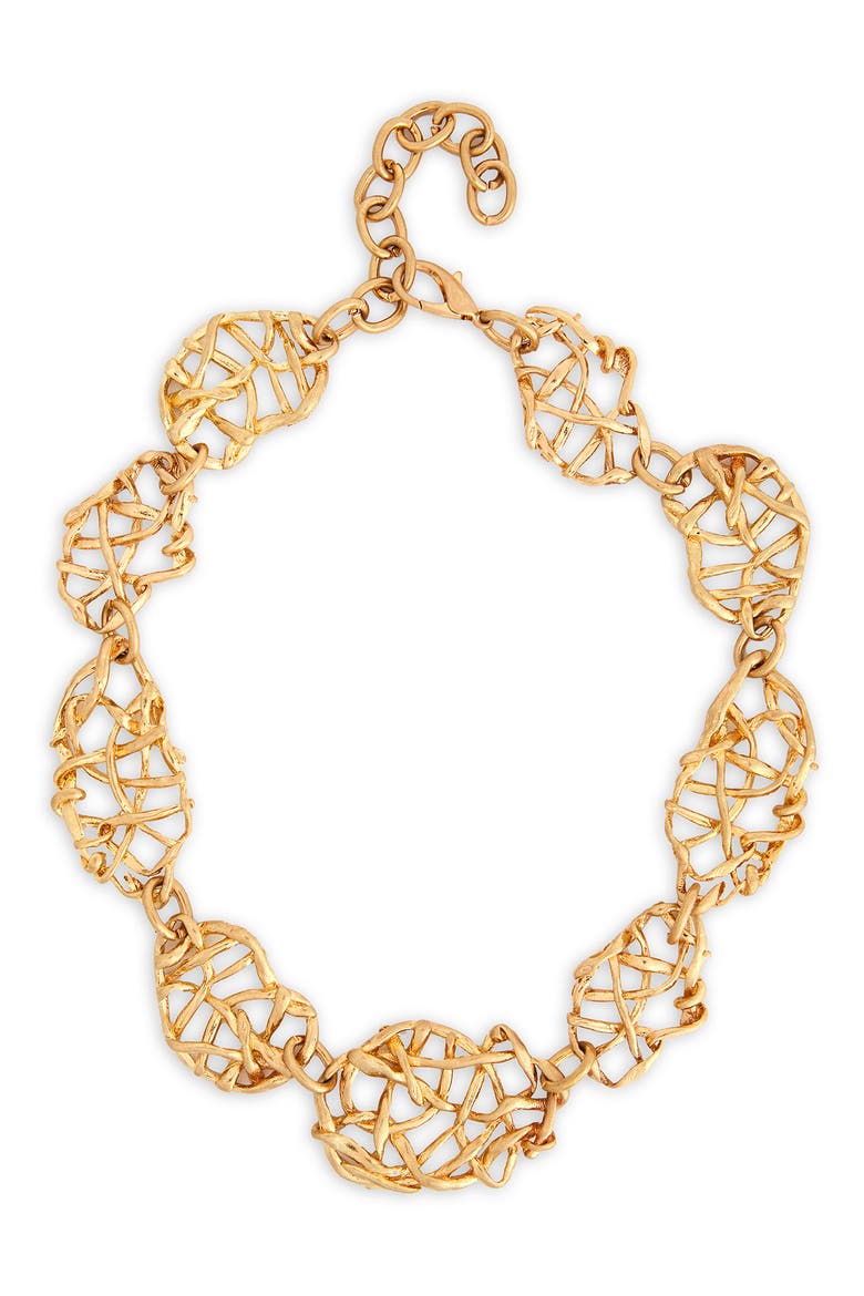 Interwoven Oval Link Necklace, Main, color, GOLD
