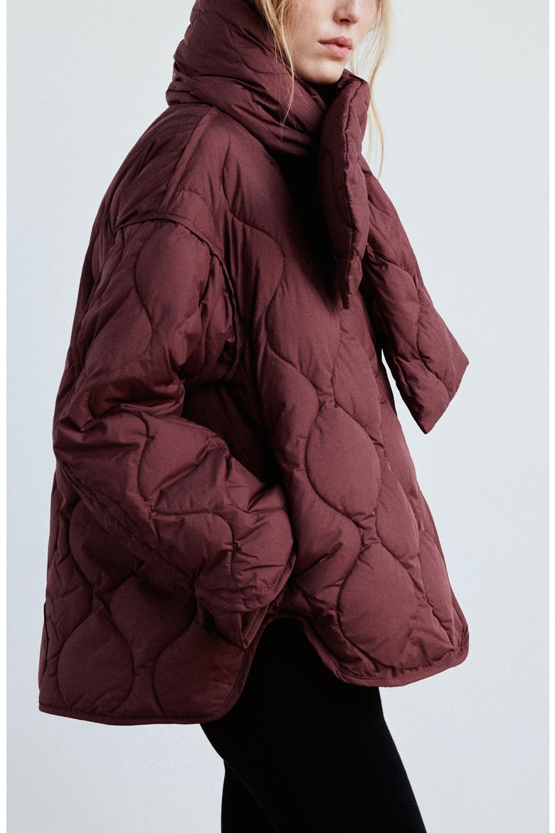 Quilted Anorak with Detachable Scarf, Alternate, color, MAROON