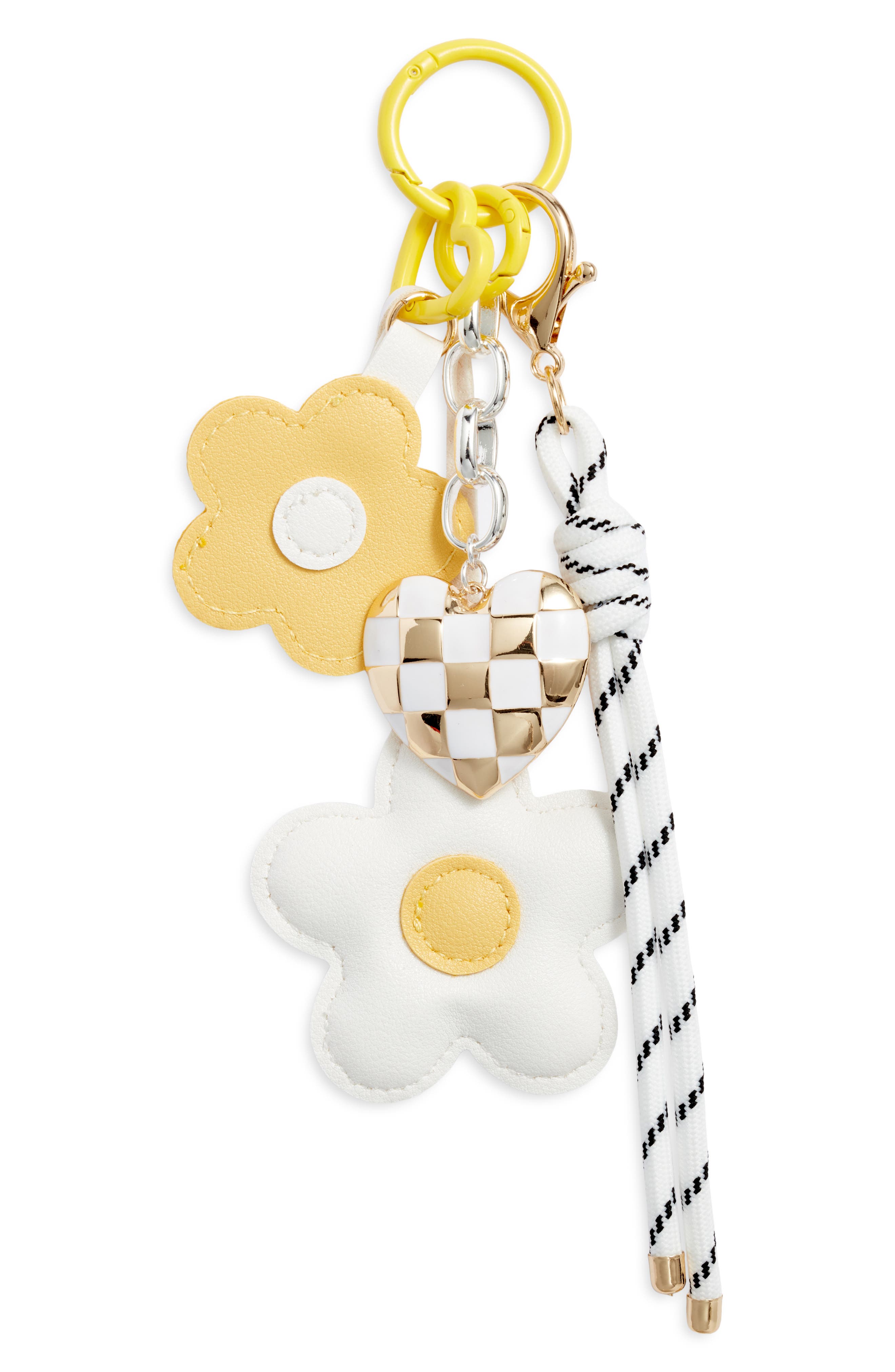 Flower Heart Bag Charm, Main, color, WHITE MULTI- GOLD