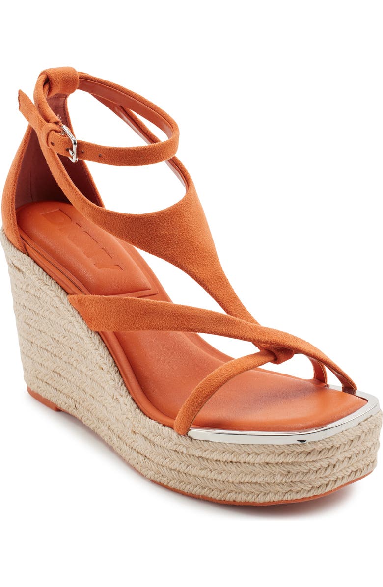DKNY Maryn Espadrille Platform Wedge Sandal, Main, color, Spicy Orange