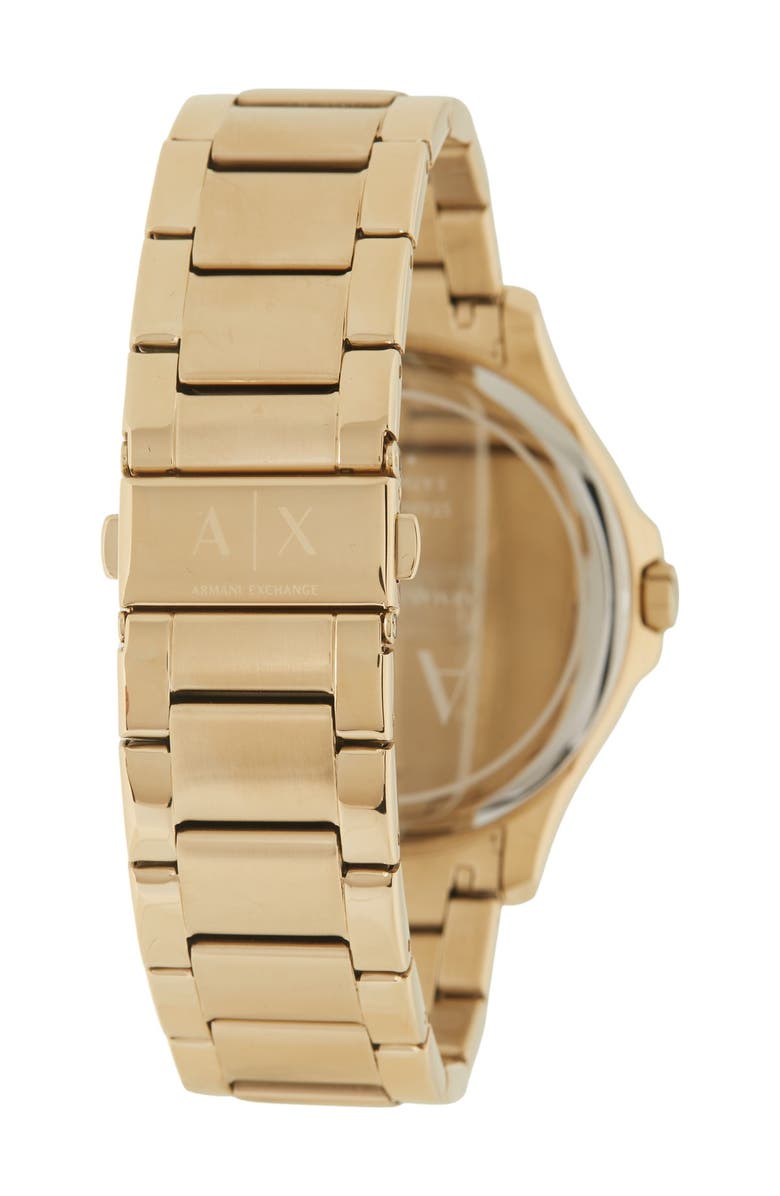 AX Armani Exchange Black Dial Bracelet Watch, 46mm, Alternate, color, Gold