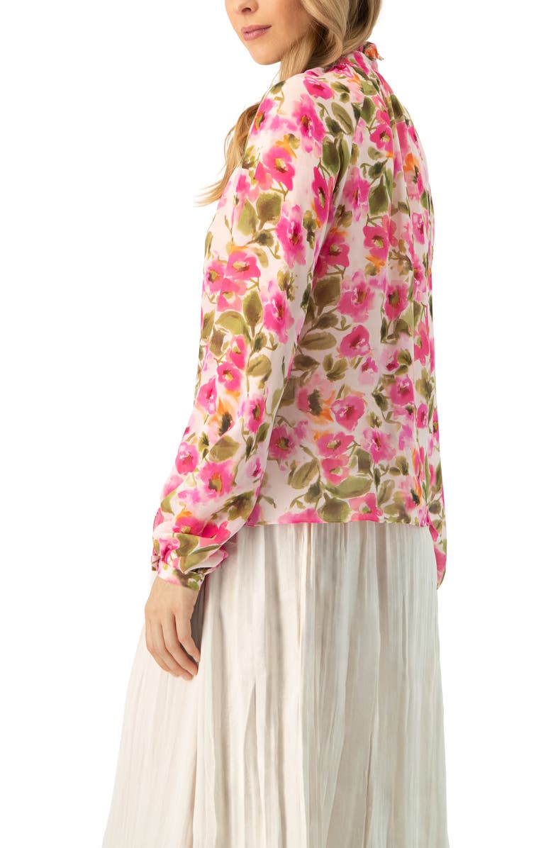 IVONNE Floral High Neck Blouse, Alternate, color, Multicolor-Pink