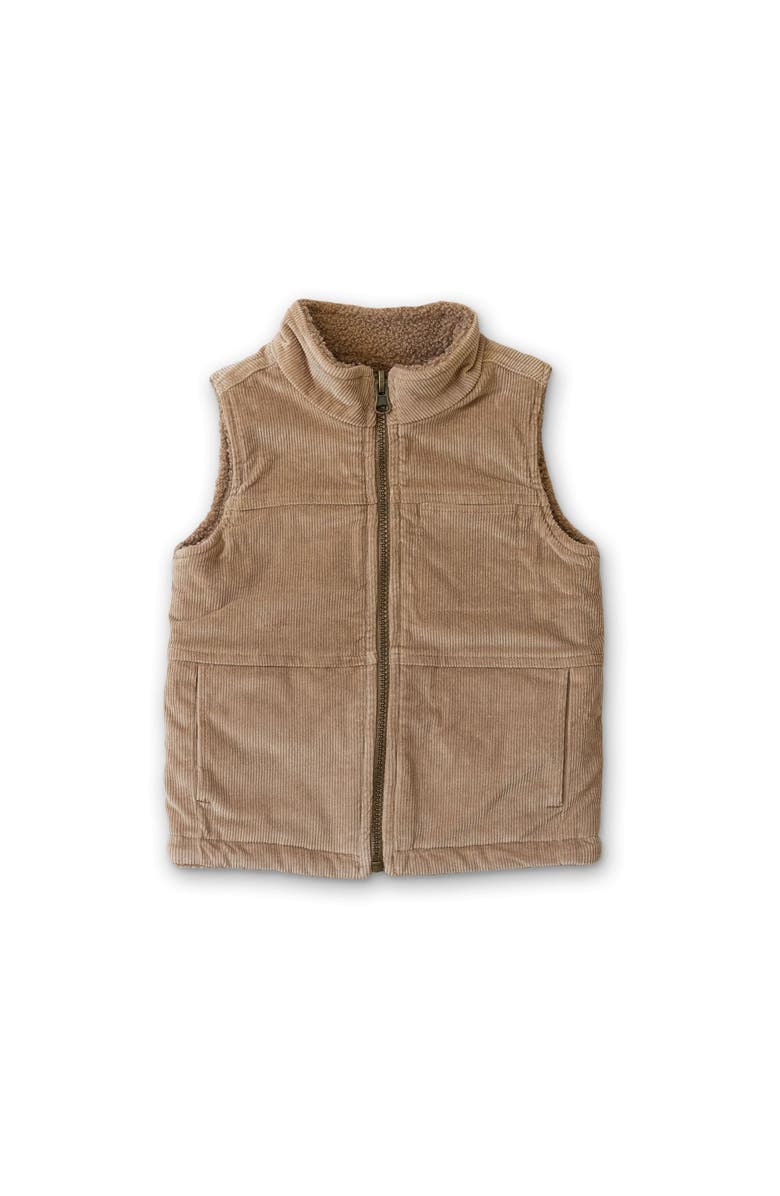 goumikids adult corduroy + faux shearling reversible vest - spruce, Main, color, Champignon
