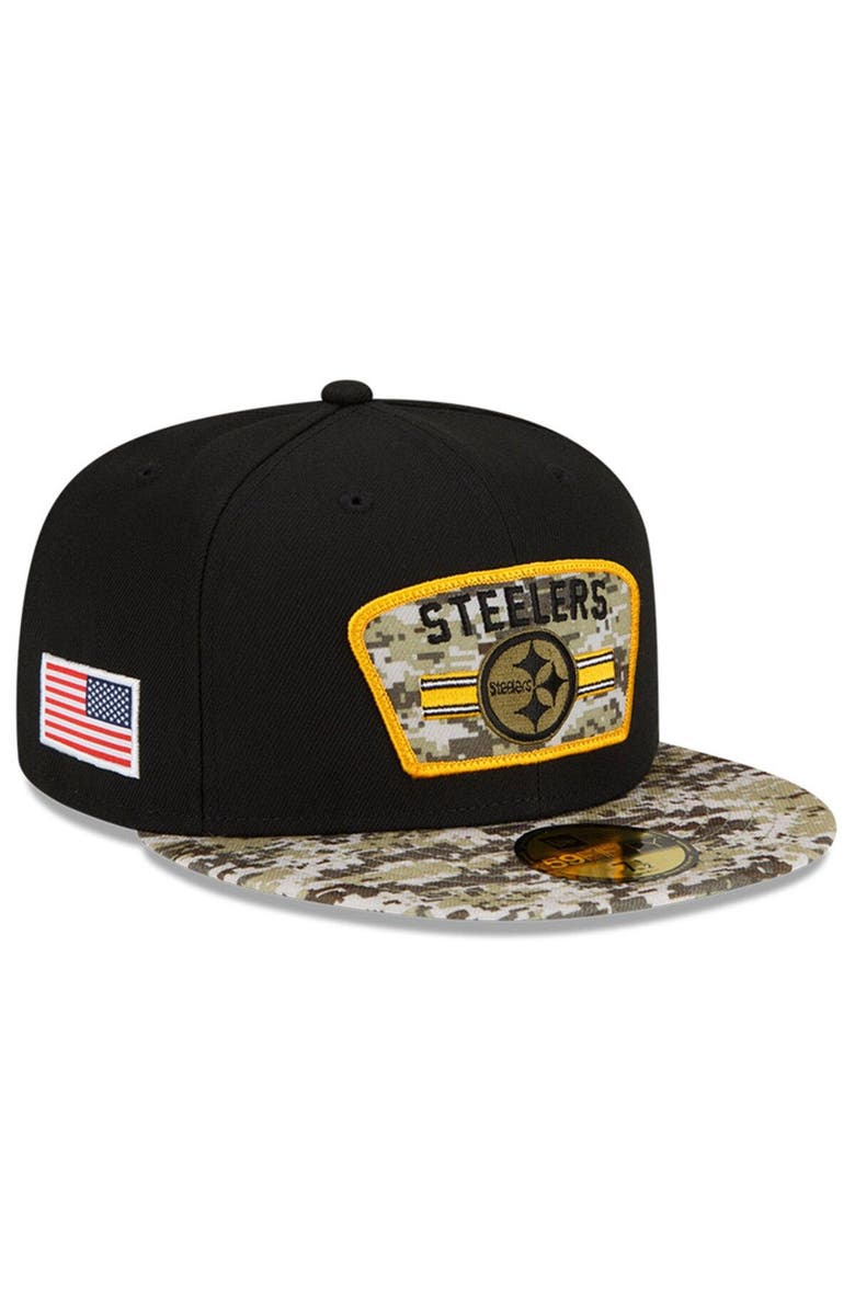 New Era Men's New Era Black/Camo Pittsburgh Steelers 2021 Salute To Service 59FIFTY Fitted Hat, Main, color, 
