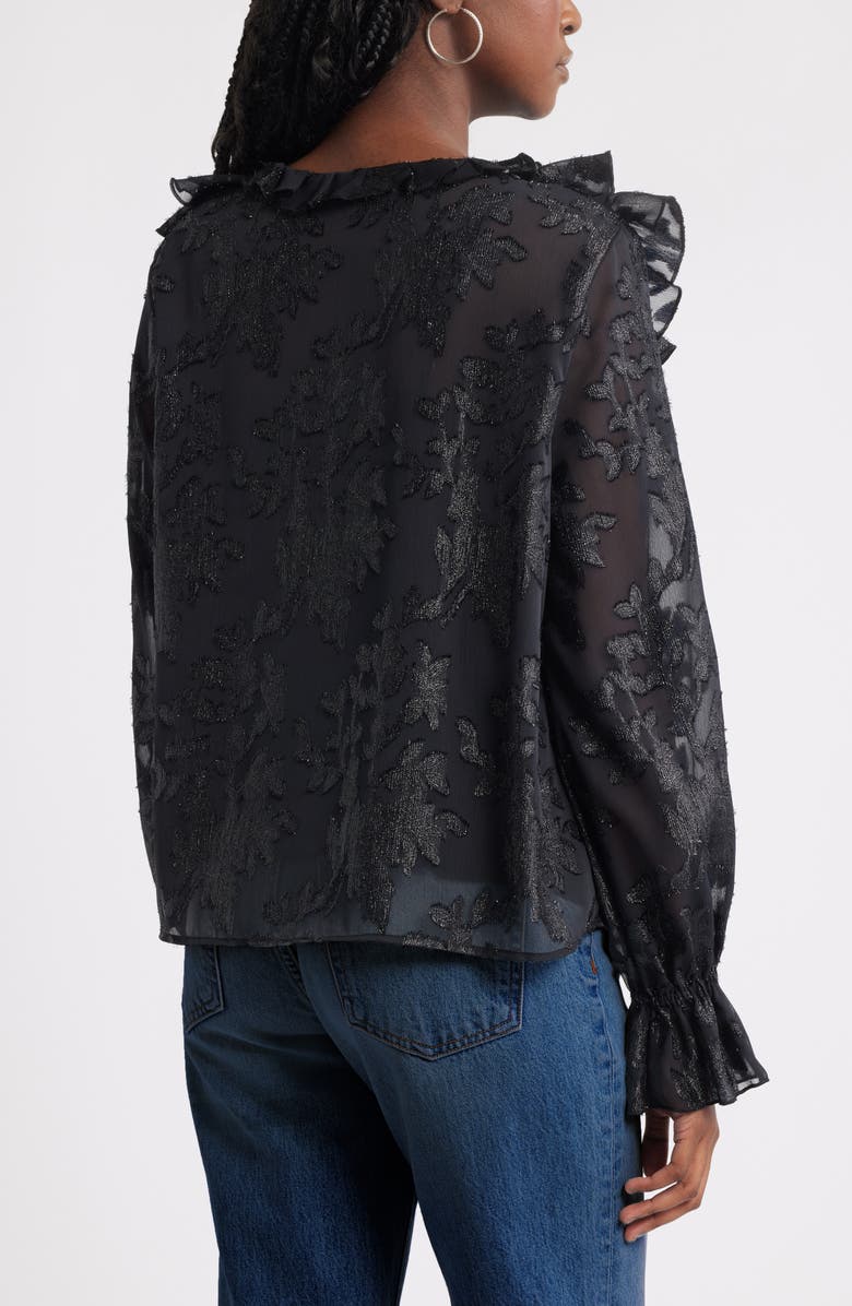 Treasure & Bond Ruffle Neck Chiffon Top, Alternate, color, Black