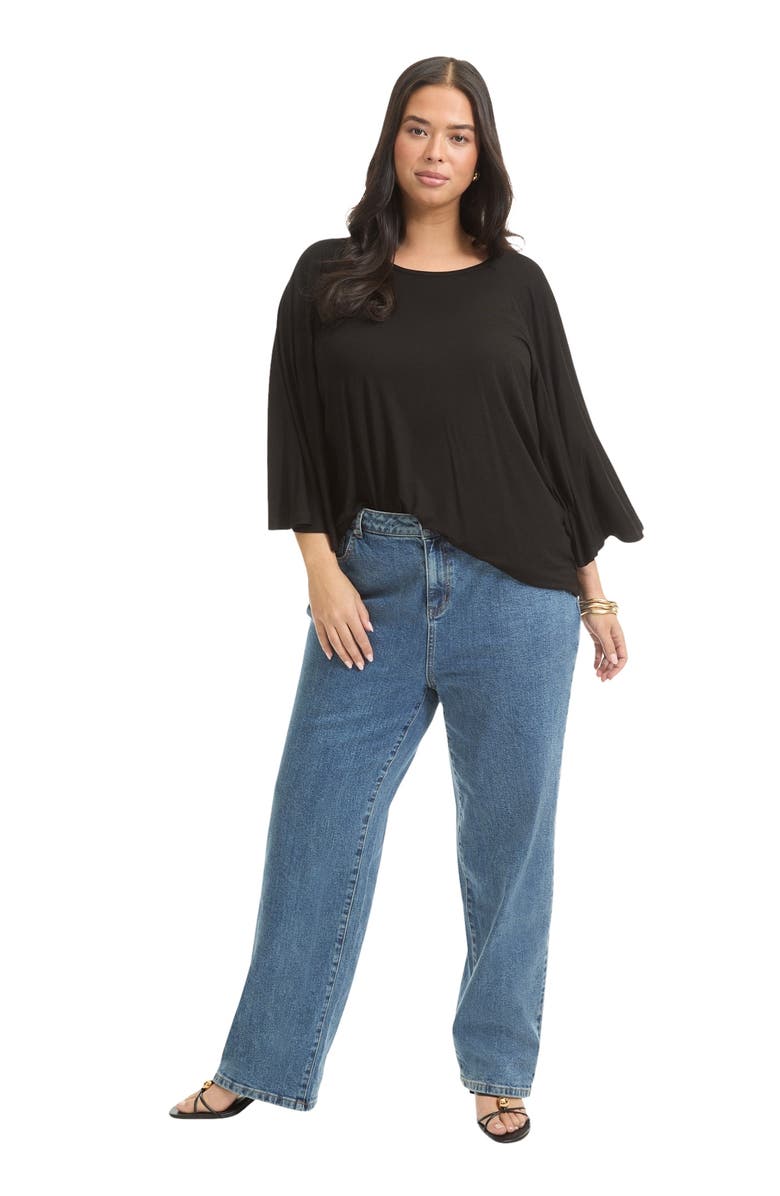 June + Vie June Fit High-Rise Straight-Leg Stretch Jeans, Main, color, Vintage Medium Wash