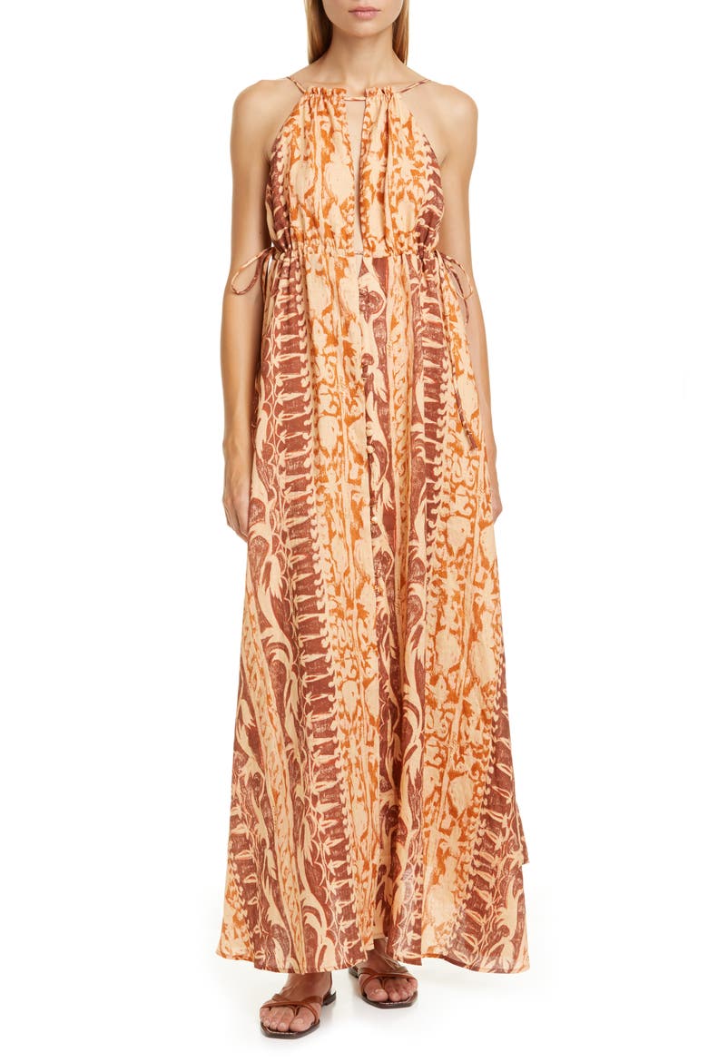 Agatha Linen Maxi Dress, Main, color, SPICE MULTI