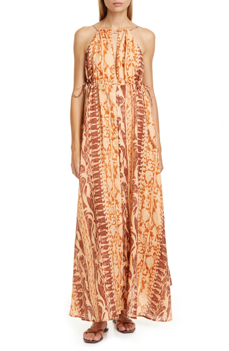 Cult Gaia Agatha Linen Maxi Dress, Main, color,