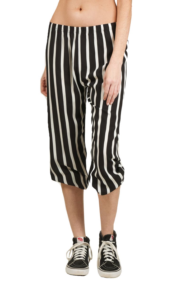 NIKKI LUND Stripe Balloon Leg Pants, Alternate, color, Black