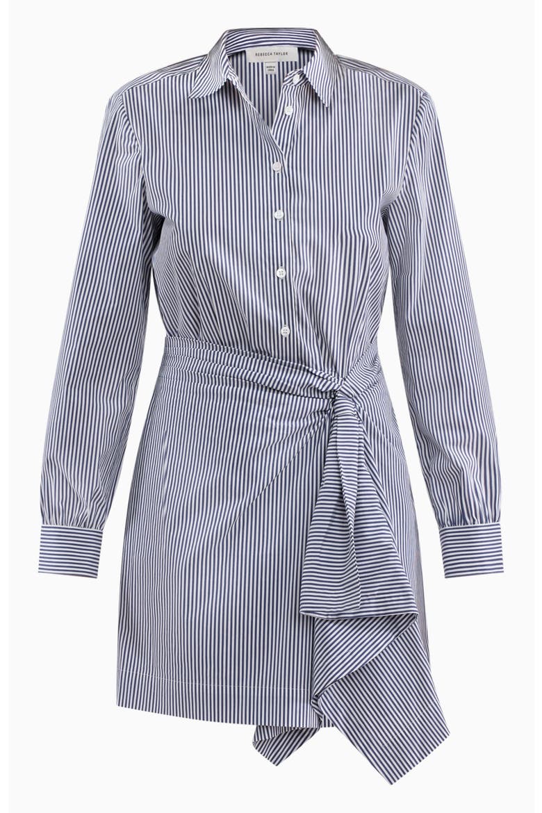 Joselene Poplin Dress, Alternate, color, Navy Stripe