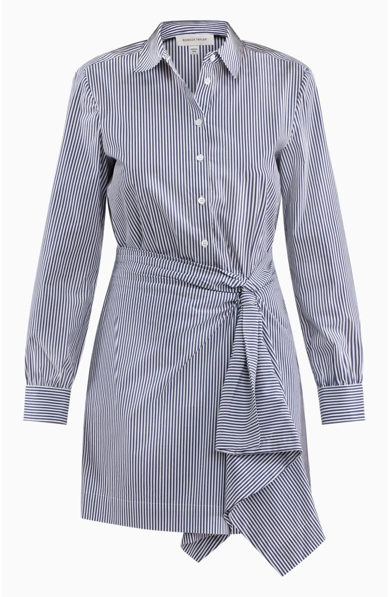 Rebecca Taylor Joselene Poplin Dress, Alternate, color, Navy Stripe