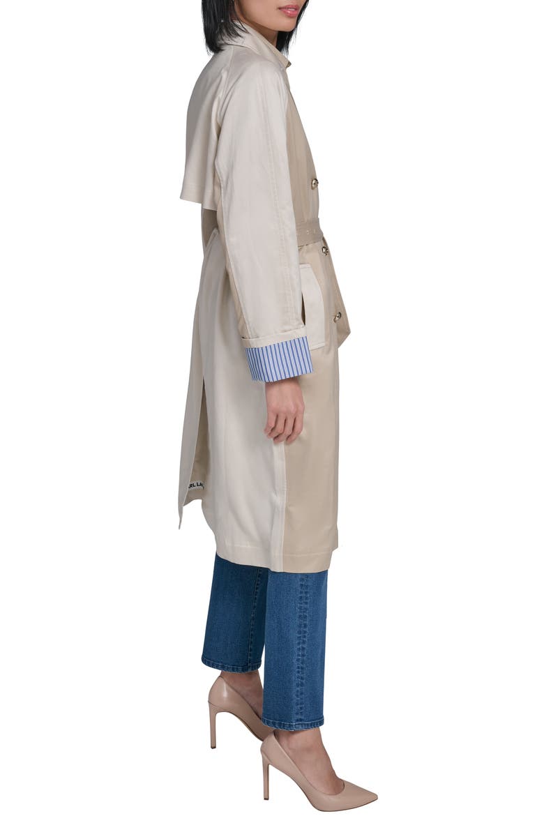 Two-Tone Cotton Blend Trench Coat, Alternate, color, BISQUE