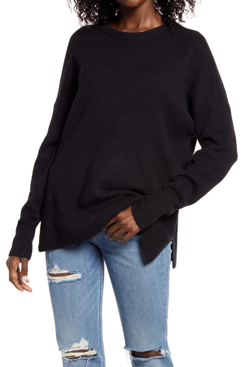 Crewneck Pullover, Main, color, BLACK