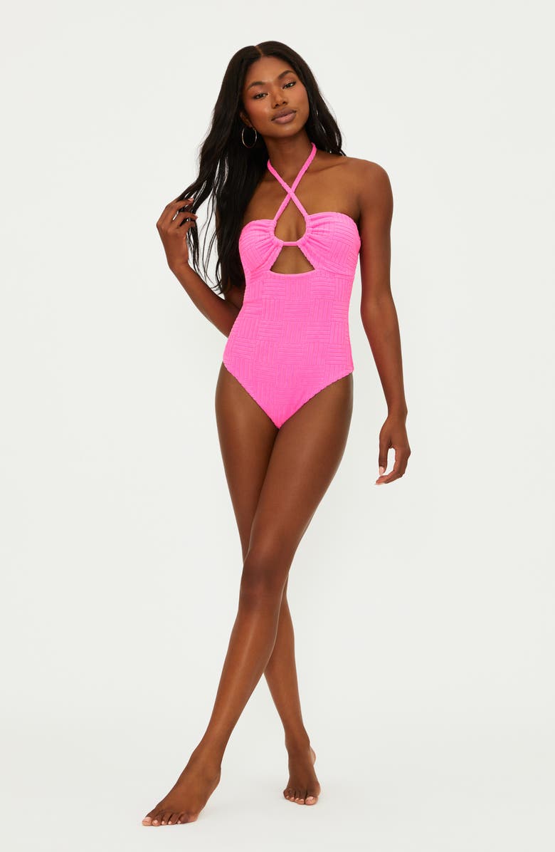 Beach Riot Phoenix Halter One-Piece Swimsuit, Alternate, color, Strawberry