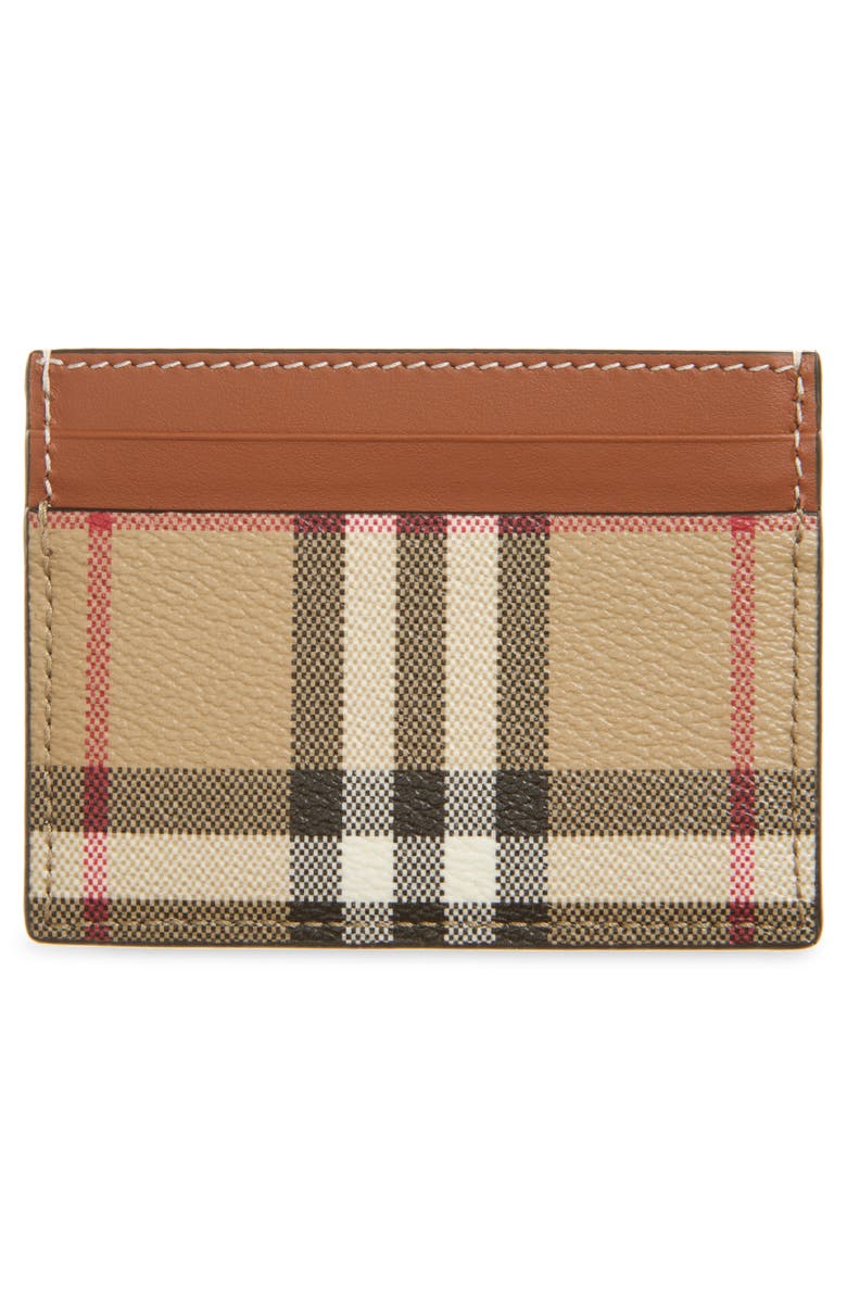 Burberry Sandon Check Leather Card Case, Alternate, color, 