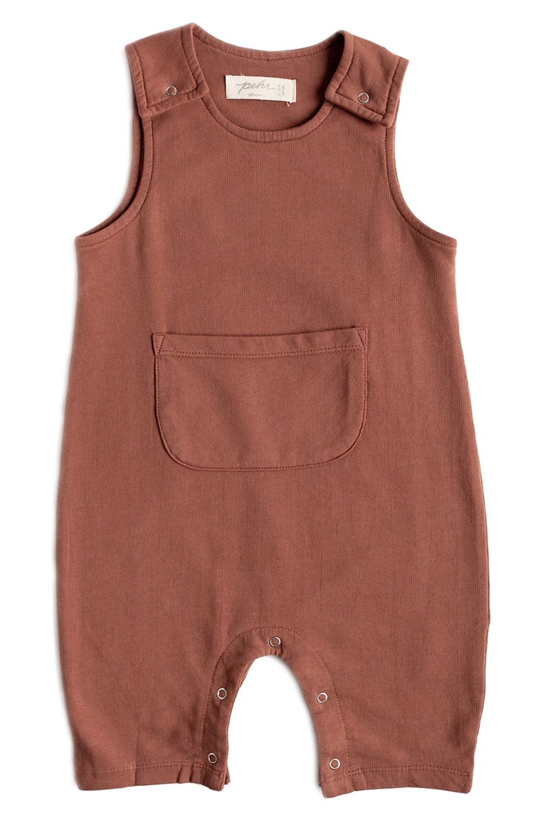 Pehr Organic Cotton French Terry Overalls, Main, color, Clay