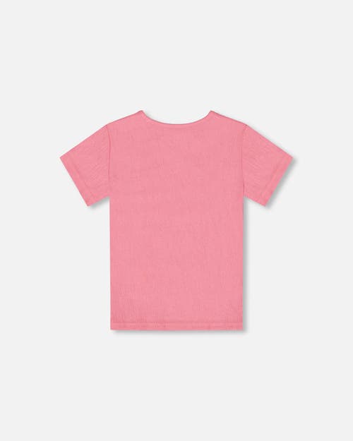 Deux Par Deux Little Girl's Crinkle Short Sleeve Top Candy Pink In Candy Pink
