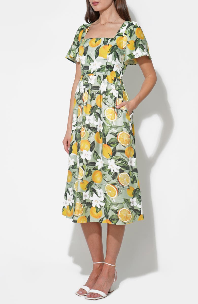 Adelyn Rae Kailany Lemon Fit-and-Flare Midi Dress, Alternate, color, Citron Lemon