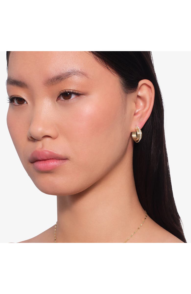 LANA Kinetic 14K Gold Diamond Huggies, Alternate, color, Yellow