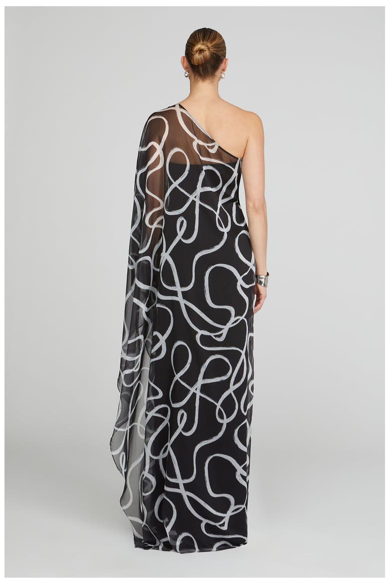Elodie Chiffon Caftan, Alternate, color, Black Ribbon