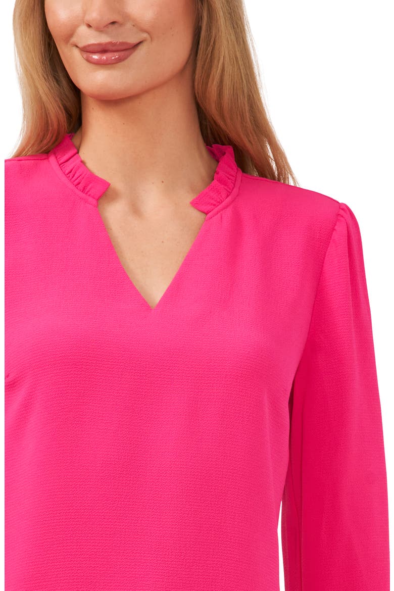Ruffle Cuff Crepe Top, Alternate, color, BRIGHT ROSE