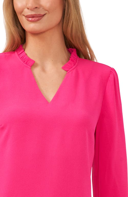 Cece Ruffle Cuff Crepe Top In Pink