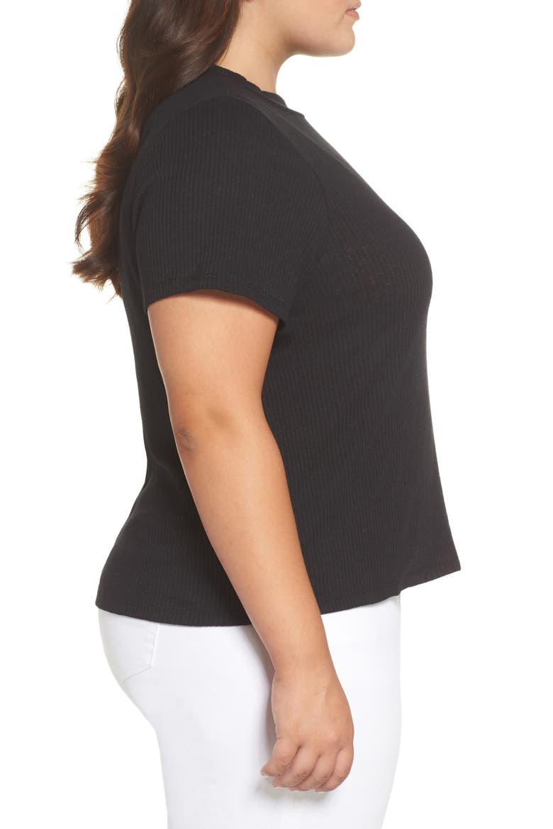 Mock Neck Slouch Tee, Alternate, color, BLACK