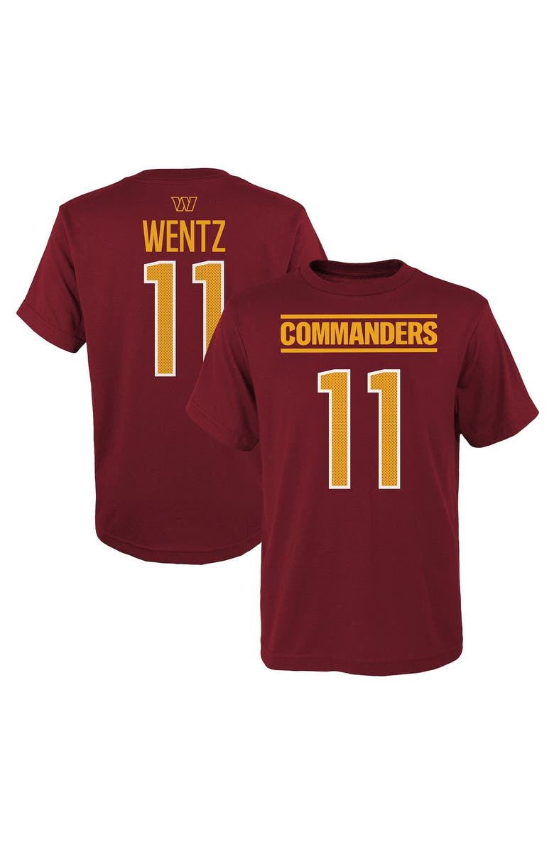Outerstuff Youth Carson Wentz Burgundy Washington Commanders Mainliner Player Name & Number T-Shirt, Main, color, 