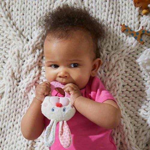 Haba Chomp Champ Bunny Teether In Pink